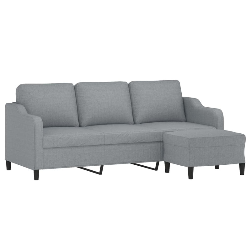 3-Seater Sofa with Footstool Light Grey 180 cm Fabric