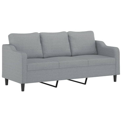 3-Seater Sofa with Footstool Light Grey 180 cm Fabric