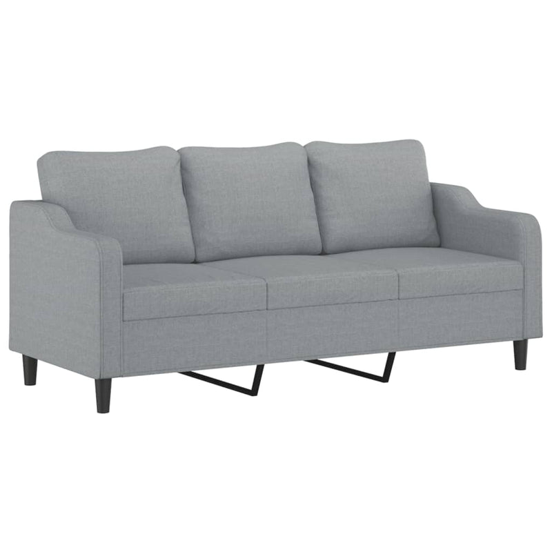 3-Seater Sofa with Footstool Light Grey 180 cm Fabric