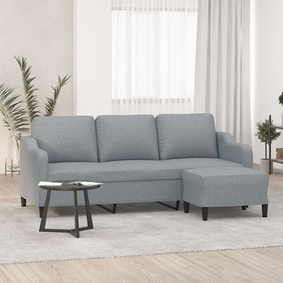 3-Seater Sofa with Footstool Light Grey 180 cm Fabric