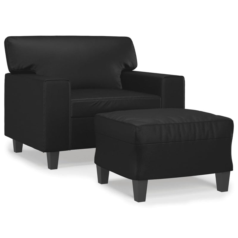 Sofa Chair with Footstool Black 60 cm Faux Leather