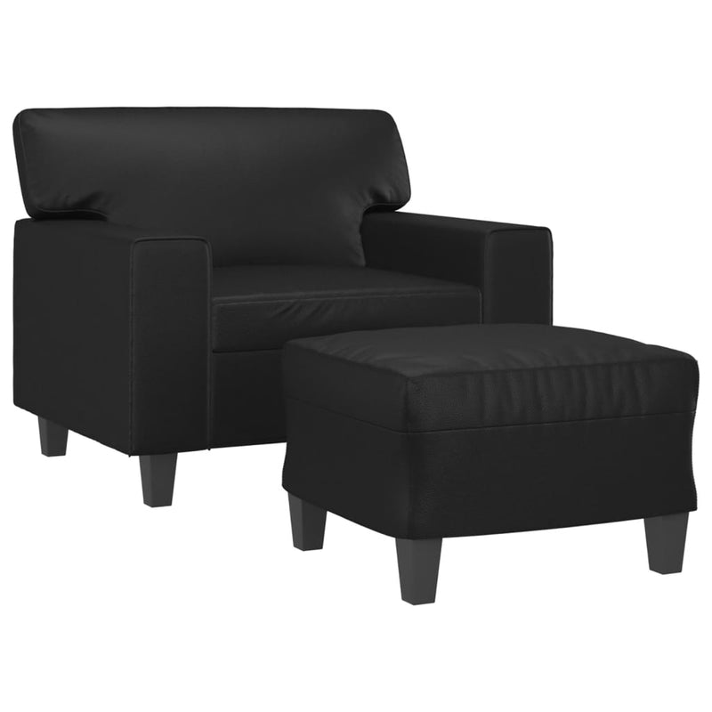 Sofa Chair with Footstool Black 60 cm Faux Leather