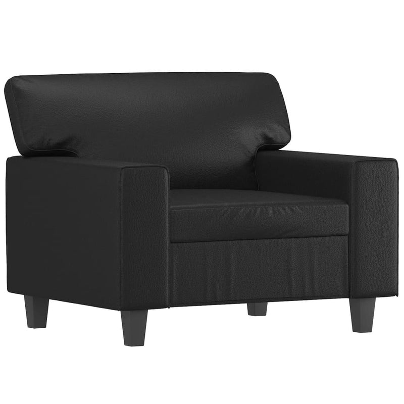 Sofa Chair with Footstool Black 60 cm Faux Leather