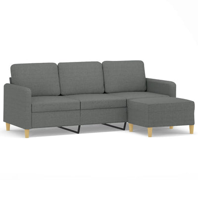 3-Seater Sofa with Footstool Dark Grey 180 cm Fabric