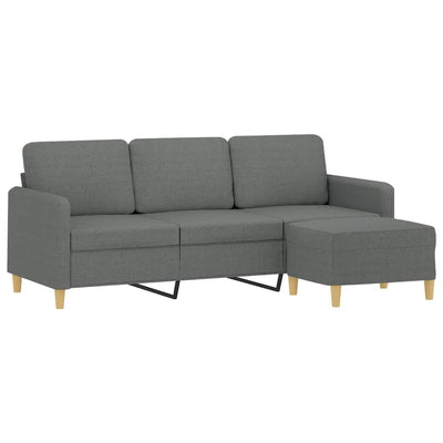 3-Seater Sofa with Footstool Dark Grey 180 cm Fabric