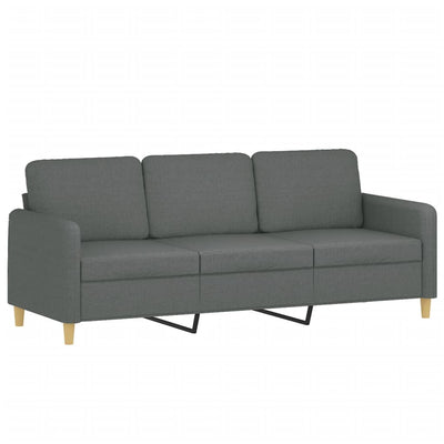 3-Seater Sofa with Footstool Dark Grey 180 cm Fabric