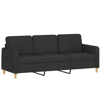 3-Seater Sofa with Footstool Black 180 cm Fabric