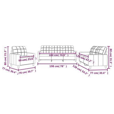 3 Piece Sofa Set with Cushions Black Fabric
