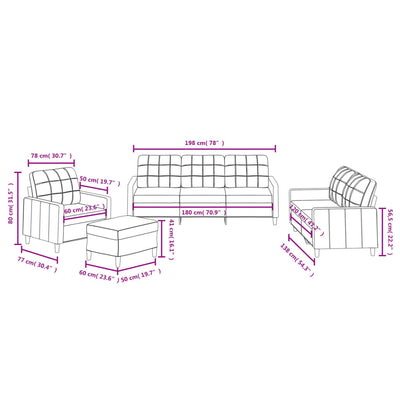 4 Piece Sofa Set with Cushions Light Grey Fabric