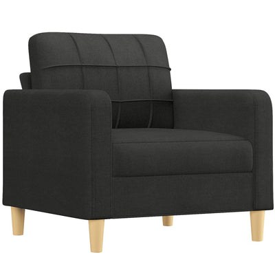 4 Piece Sofa Set with Cushions Black Fabric
