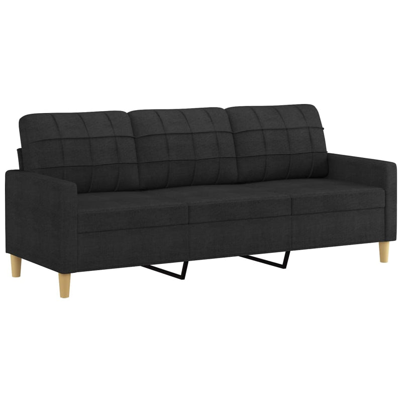 4 Piece Sofa Set with Cushions Black Fabric