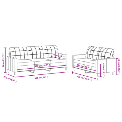2 Piece Sofa Set with Cushions Black Fabric