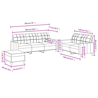 3 Piece Sofa Set with Cushions Light Grey Fabric