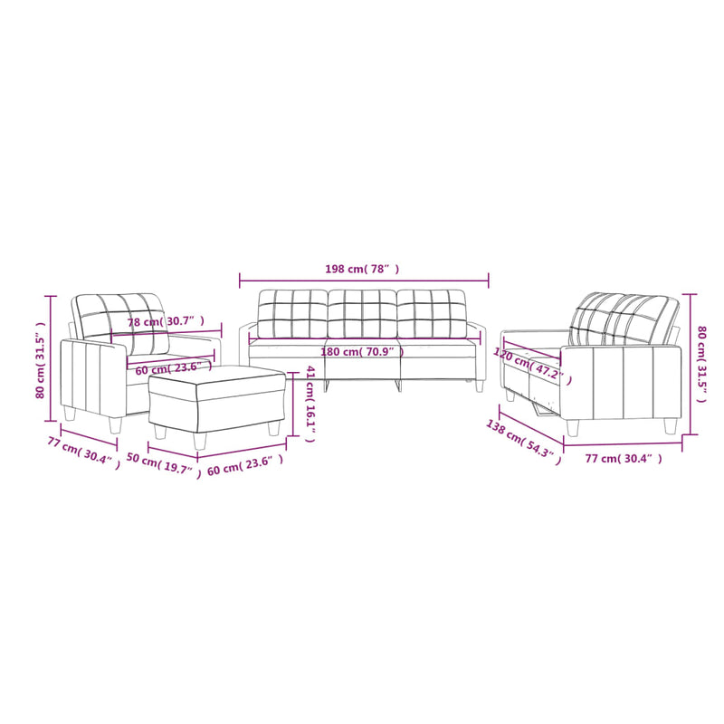 4 Piece Sofa Set with Cushions Cappuccino Faux Leather