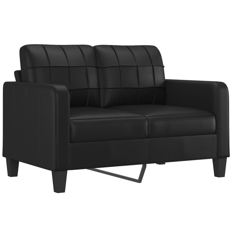 4 Piece Sofa Set with Pillows Black Faux Leather