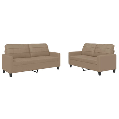 2 Piece Sofa Set with Cushions Cappuccino Faux Leather