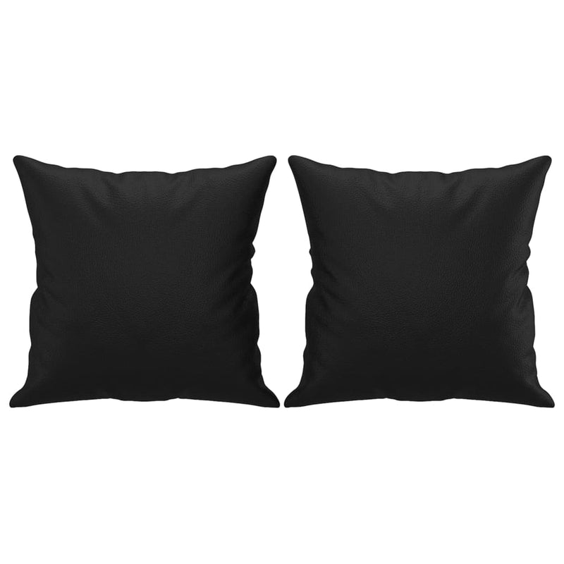 3 Piece Sofa Set with Pillows Black Faux Leather