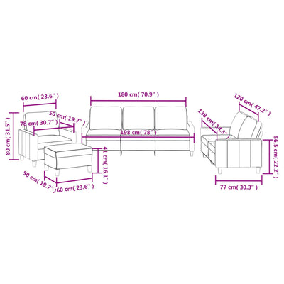 4 Piece Sofa Set with Cushions Cream Faux Leather