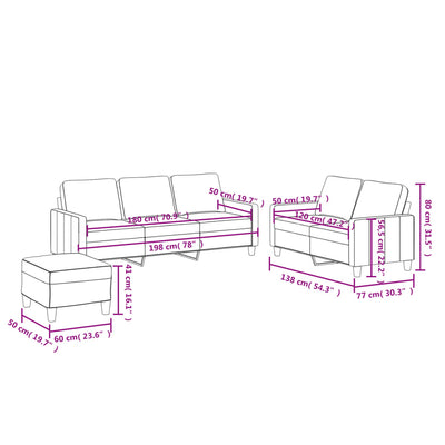 3 Piece Sofa Set with Cushions Cream Faux Leather