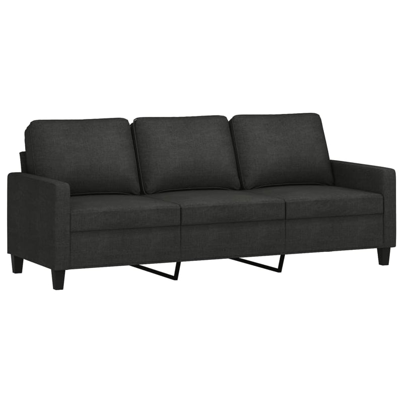 3 Piece Sofa Set with Cushions Black Fabric