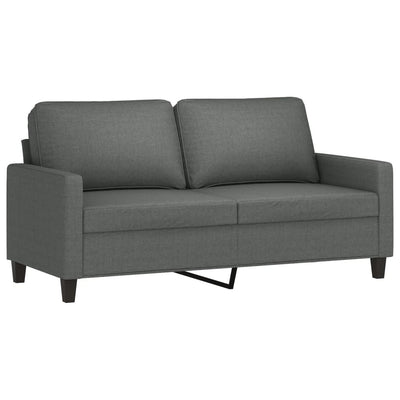 2 Piece Sofa Set with Cushions Dark Grey Fabric