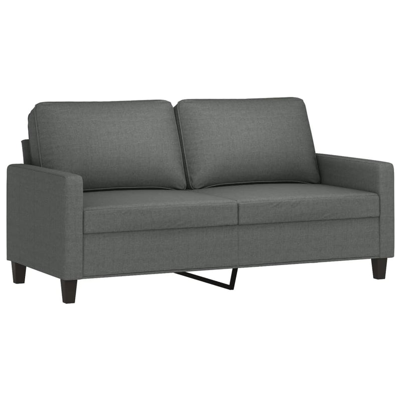 2 Piece Sofa Set with Cushions Dark Grey Fabric