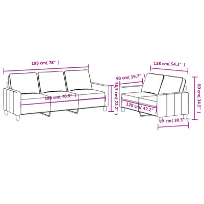 2 Piece Sofa Set with Cushions Light Grey Fabric