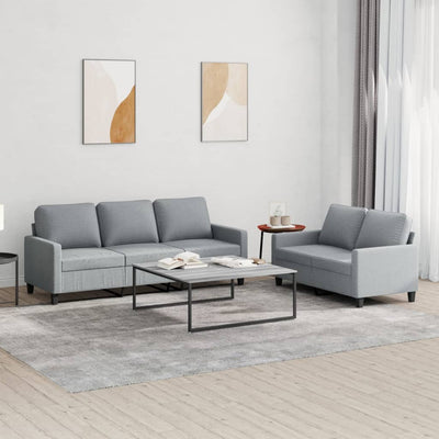 2 Piece Sofa Set with Cushions Light Grey Fabric