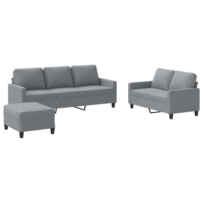 3 Piece Sofa Set with Cushions Light Grey Fabric