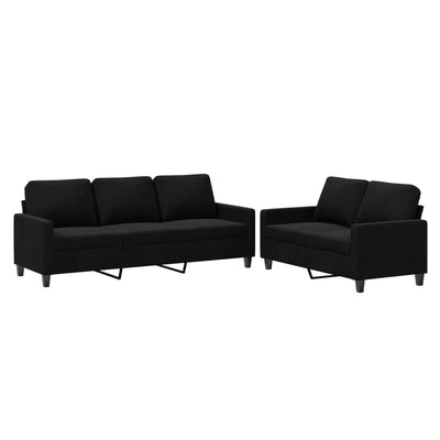 2 Piece Sofa Set with Cushions Black Velvet