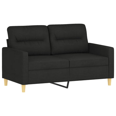 2 Piece Sofa Set with Pillows Black Fabric