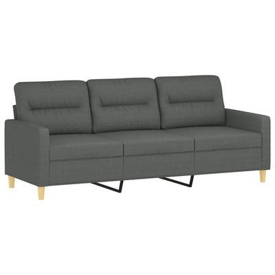 2 Piece Sofa Set with Cushions Dark Grey Fabric