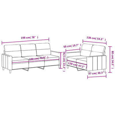 2 Piece Sofa Set with Cushions Dark Grey Fabric