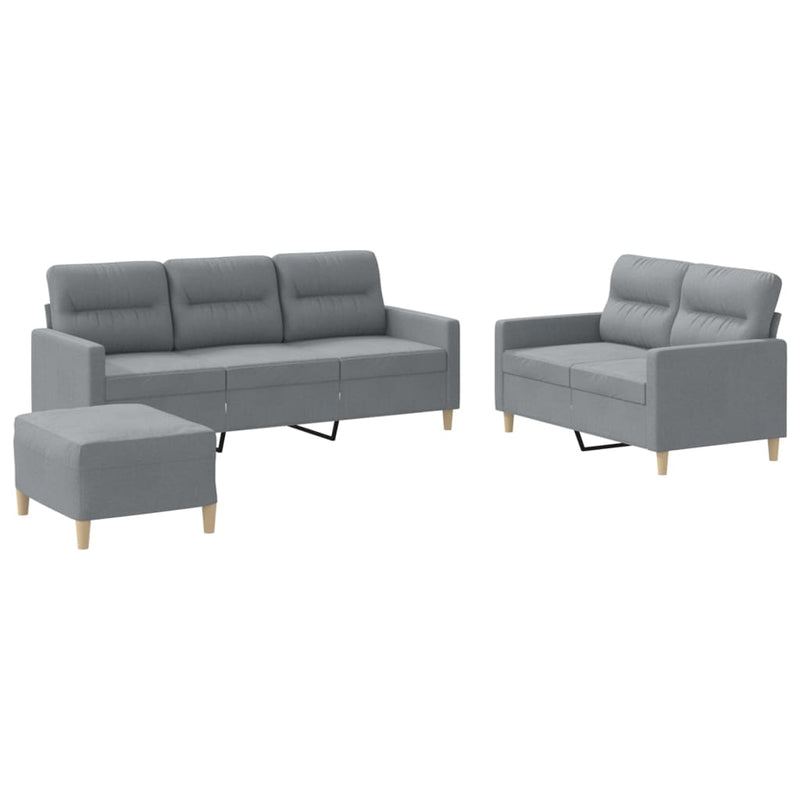 3 Piece Sofa Set with Cushions Light Grey Fabric