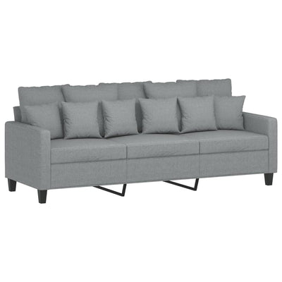 3 Piece Sofa Set with Pillows Light Grey Fabric