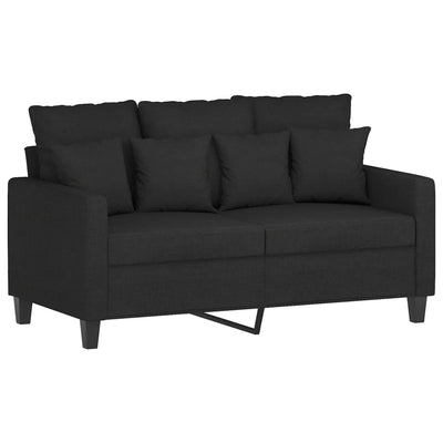 2 Piece Sofa Set with Cushions Black Fabric