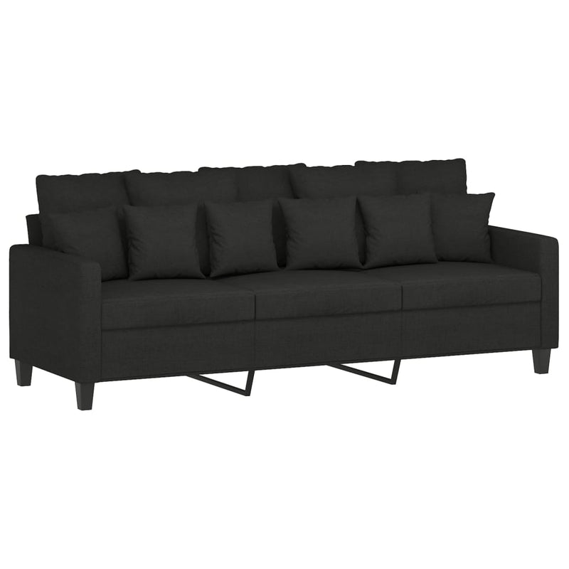 2 Piece Sofa Set with Cushions Black Fabric