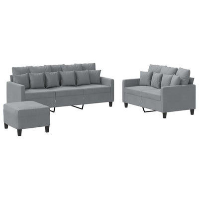 3 Piece Sofa Set with Cushions Light Grey Fabric