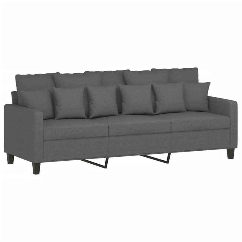 3 Piece Sofa Set with Cushions Dark Grey Fabric