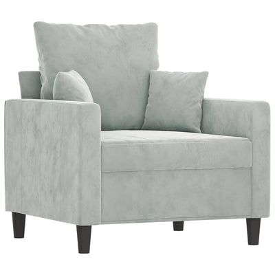 3 Piece Sofa Set with Cushions Light Grey Velvet