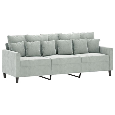 3 Piece Sofa Set with Cushions Light Grey Velvet