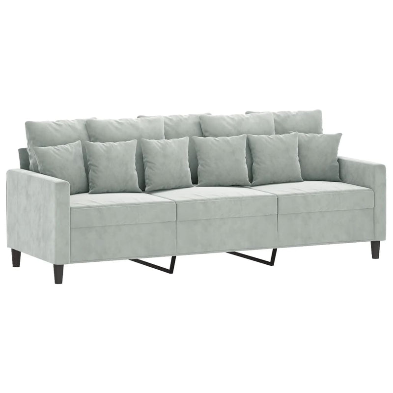 4 Piece Sofa Set with Cushions Light Grey Velvet