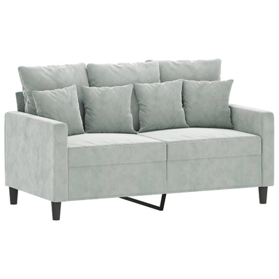 4 Piece Sofa Set with Cushions Light Grey Velvet