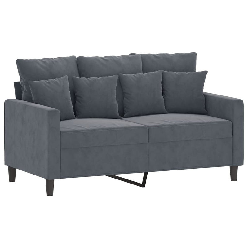 2 Piece Sofa Set with Cushions Dark Grey Velvet