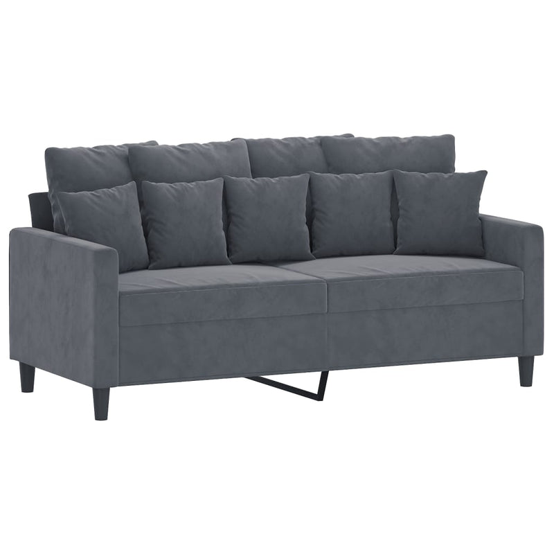 2 Piece Sofa Set with Cushions Dark Grey Velvet