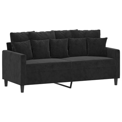 3 Piece Sofa Set with Cushions Black Velvet