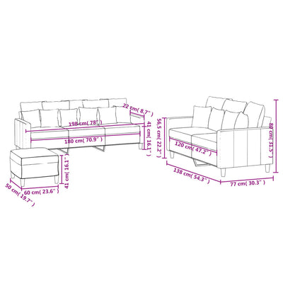 3 Piece Sofa Set with Cushions Dark Grey Velvet