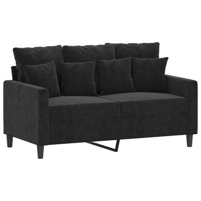 3 Piece Sofa Set with Cushions Black Velvet