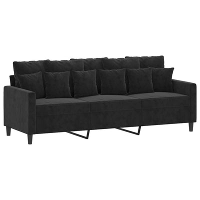 3 Piece Sofa Set with Cushions Black Velvet