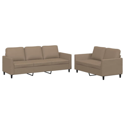 2 Piece Sofa Set with Cushions Cappuccino Faux Leather